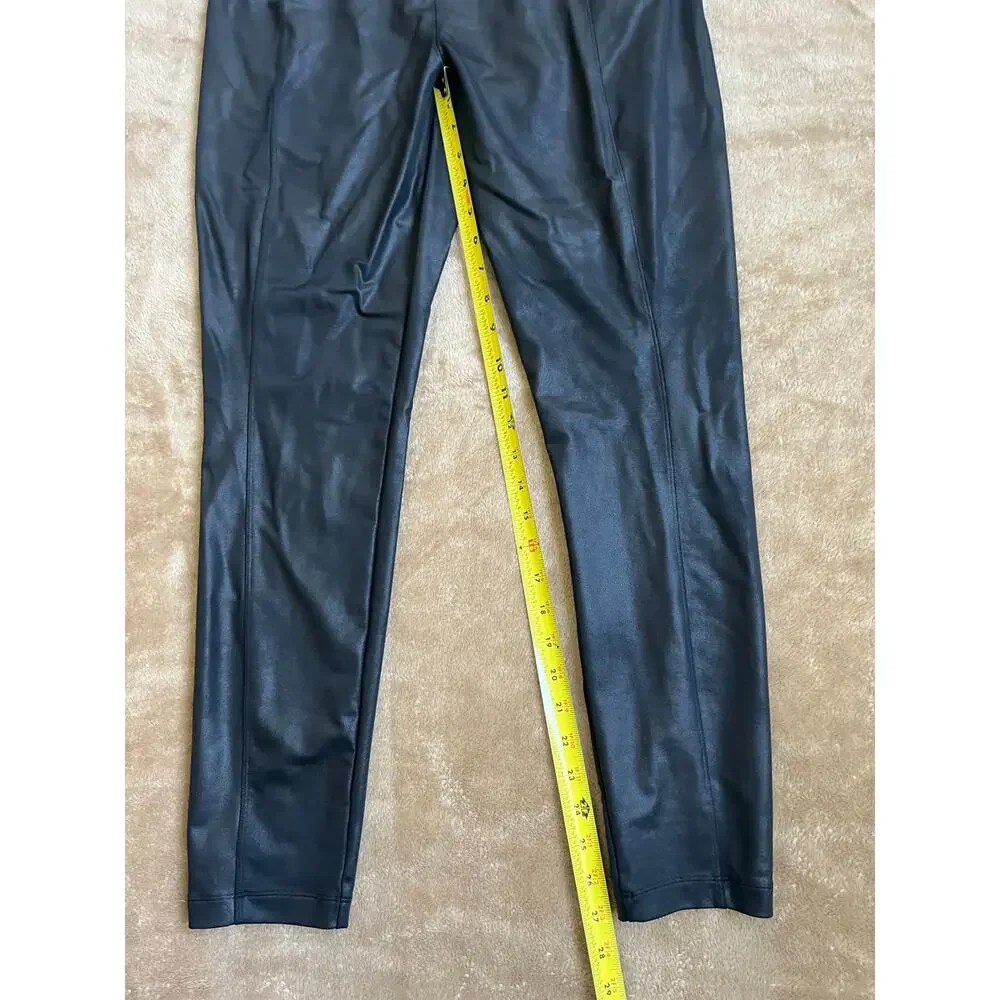 Athleta Delancey Gleam Faux Leather Moto Tight Black Leggings Women's Size Large